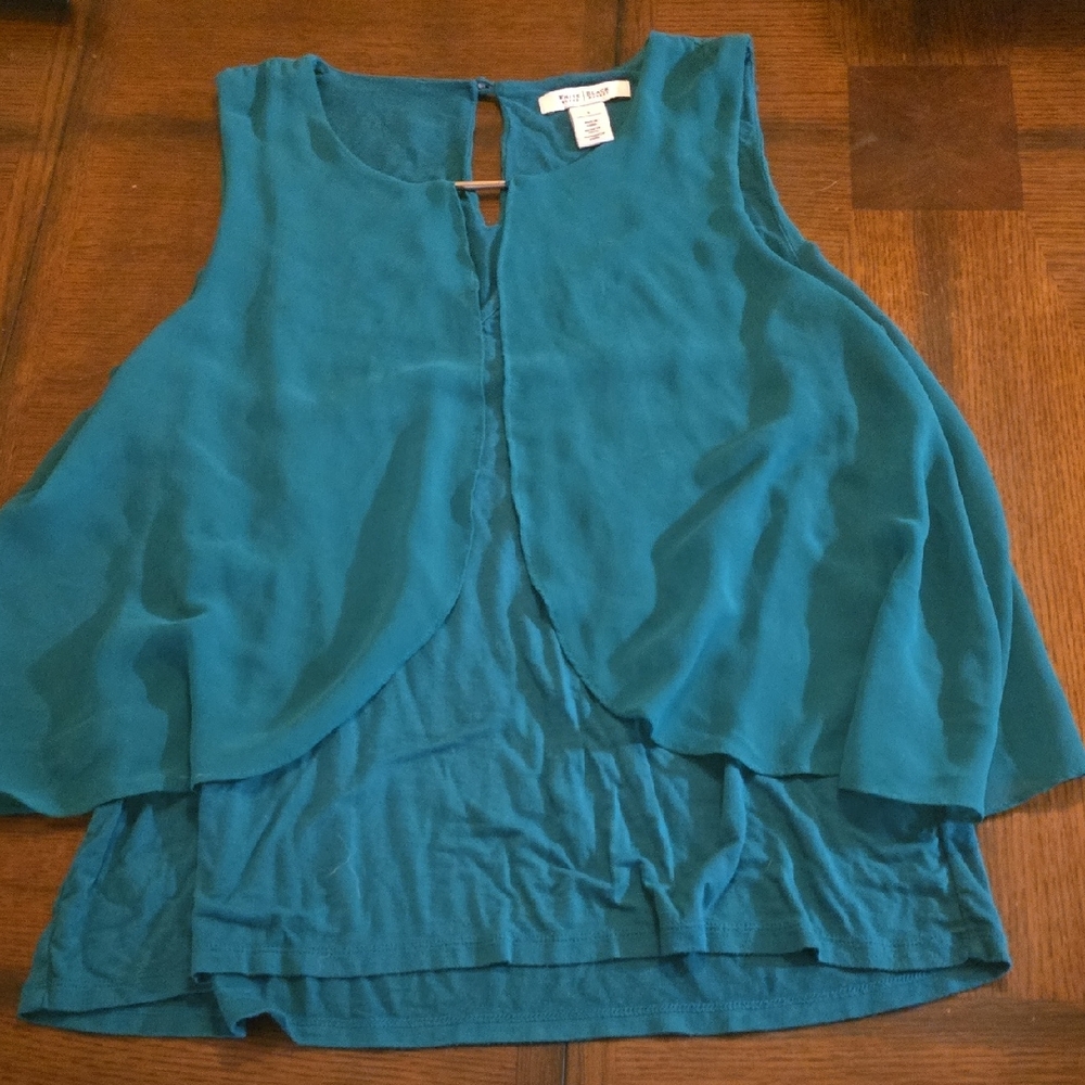 White House Black Market Teal Layered Blouse